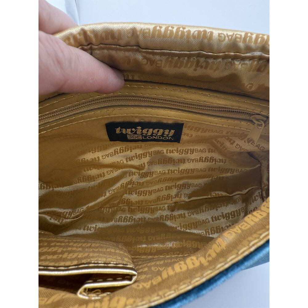Twiggy London Velvet Bag With Colored Rhinestone Embellishments Teal - Picture 11 of 13